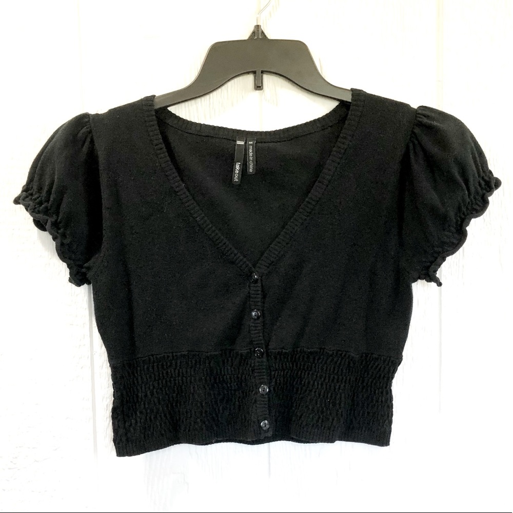 TakeOut brand Cropped Sweater, Black cropped sweater